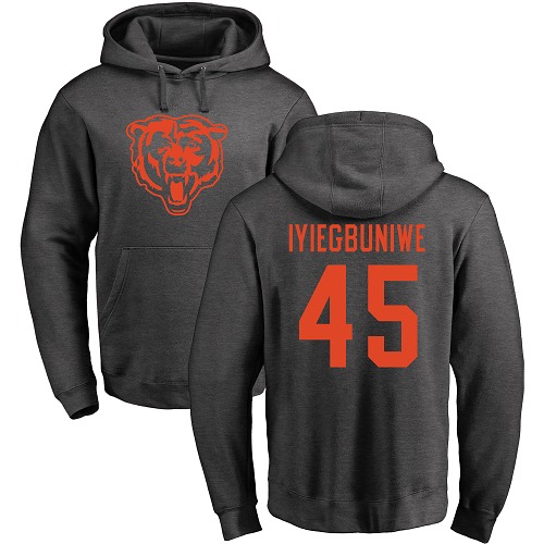 Chicago Bears Men Ash Joel Iyiegbuniwe One Color NFL Football #45 Pullover Hoodie Sweatshirts->nfl t-shirts->Sports Accessory